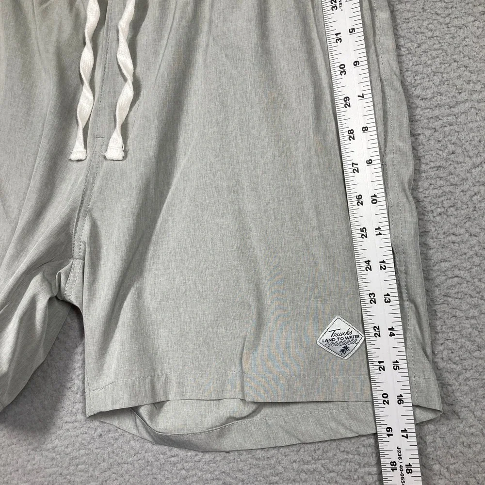 Trunks Surf & Swim Co Hybrid Shorts Mens Med Grey Elastic‎ Drawstring Mesh Line